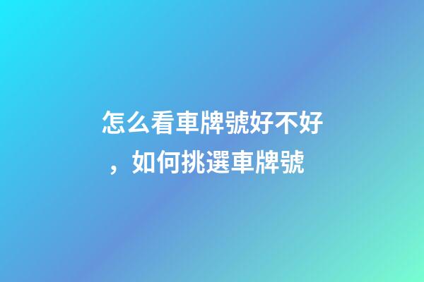 怎么看車牌號好不好，如何挑選車牌號